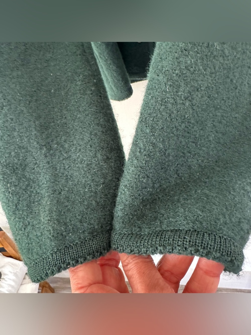 VTG Carroll Reed Boiled Wool Cardigan Sweater Jacket Sz 14 Forest Green - Picture 7 of 8